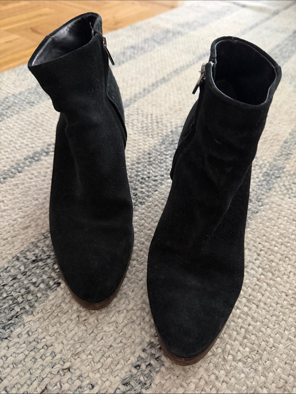 Black Suede Ankle Boots , Cutout heel